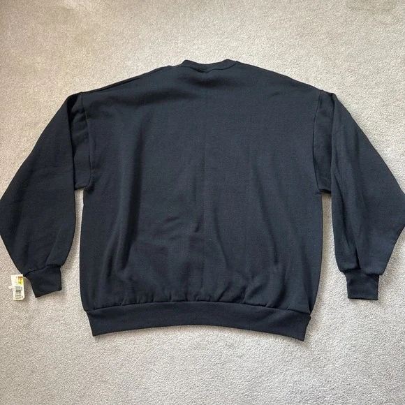 Vtg 90s Men's 2XL Jerzees Black Crewneck Sweatshirt Deadstock Blank NWTs USA - Picture 2 of 8